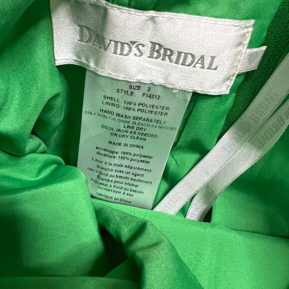 David's Bridal Bridesmaid Dress 2 Green Special Occasion Satin Wedding Formal - Picture 6 of 8